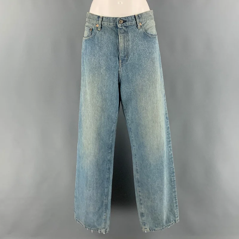 JUNYA WATANABE- LEVI'S Size S Light Blue Denim Washed Wide Leg Jeans Fashionable Jeggings Style Jeans