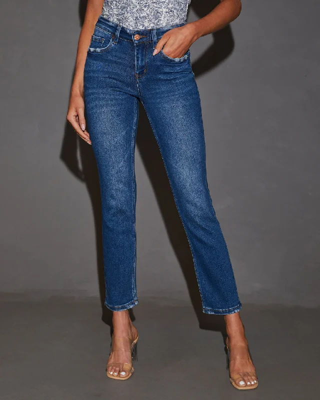 Kiera Mid Rise Cropped Flare Jeans Cozy Stretch High-Waist Jeans