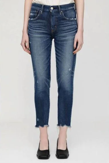 Moussy Mv Checotah Skinny Jeans in D/Blue Comfortable Folded Hem Jeans