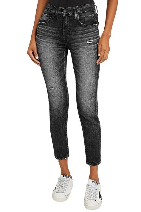 Moussy Mv Prichard Skinny Jeans in Black Fashionable Raw Hemmed Jeans