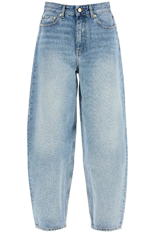 GANNI organic denim tapered jeans in eight Chic Double Waistband Jeans