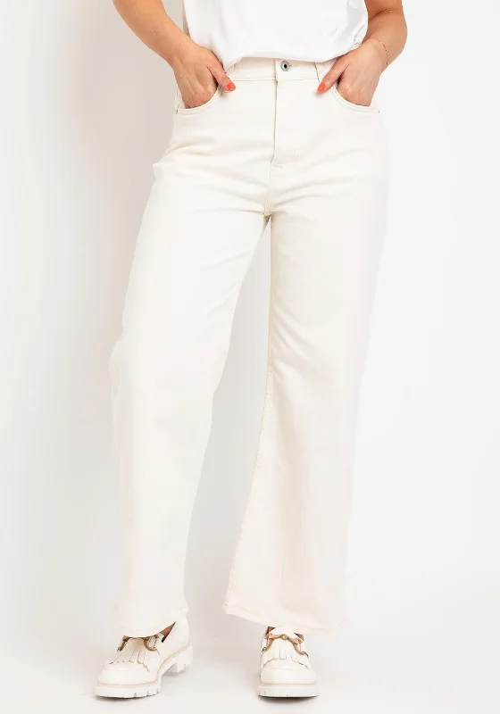 Pepe Jeans Wide Leg Jeans, Off White Trendy Bootcut High-Waisted Jeans