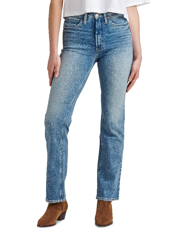 Silver Jeans Co. Womens Vintage Inspired High Rise Bootcut Jeans Trendy Skinny High-Waist Jeans