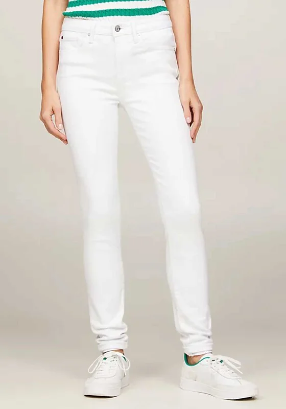 Tommy Hilfiger Womens Como High Rise Skinny Jeans, White Casual Skinny Fit Jeans