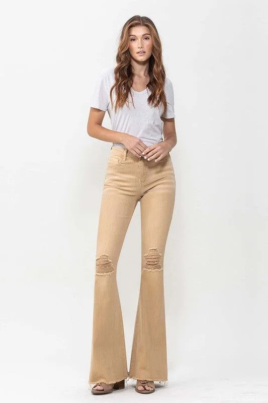 VERVET High Rise Flare Jeans In Dew Drop Stylish Acid-Wash Jeans