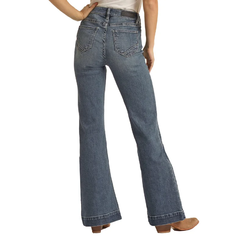 Rock & Roll Cowgirl Vintage High Rise Trouser Jeans Casual Wide-Legged Denim Jeans