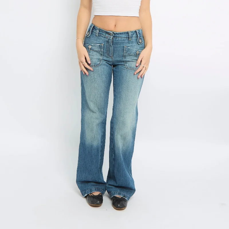 Wide Leg Mid Waist Jeans - UK 12 Cozy Tencel Blend Denim Jeans