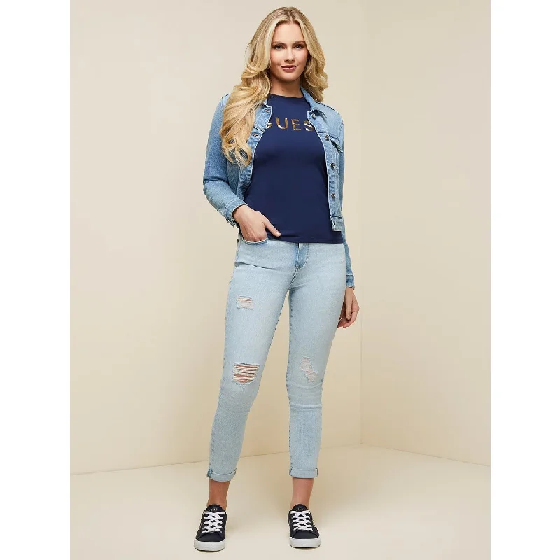 Light Blue Skinny Ripped Jeans Classic Black Denim Jeans