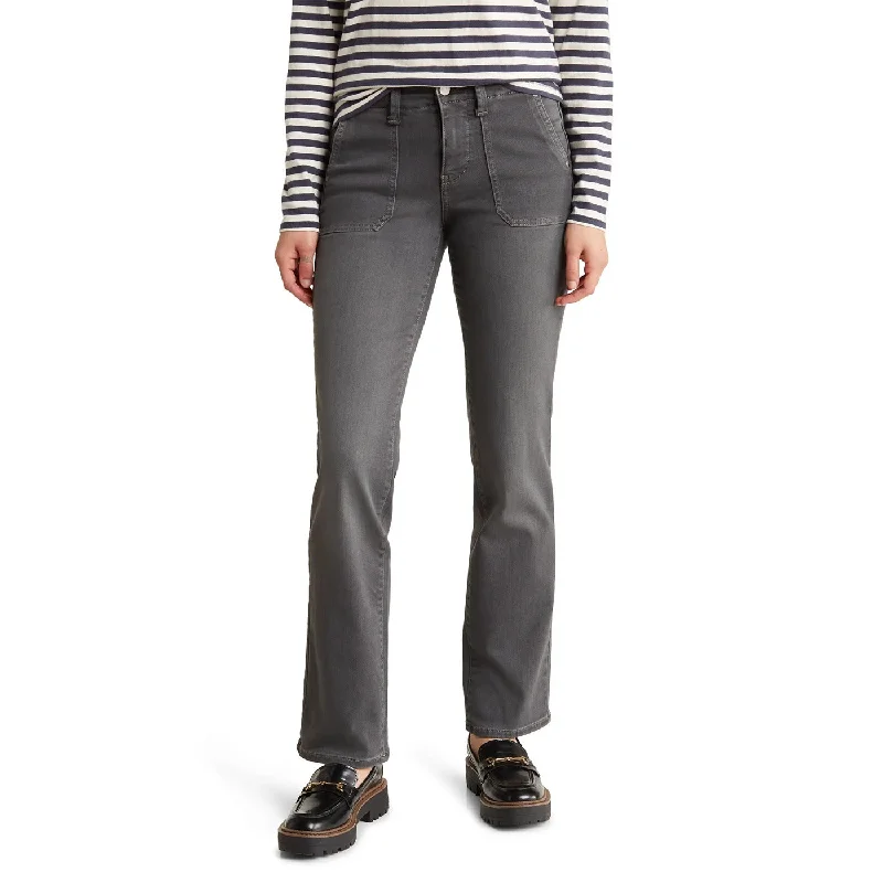 Grey Straight Utility Jeans Trendy Layered Pocket Jeans