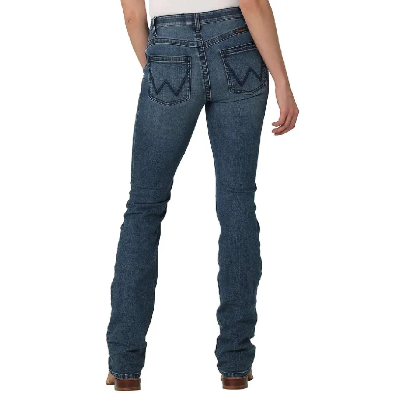 Wrangler Women's Ultimate Riding Mid Rise Willow Bootcut Jeans Fashionable White Denim Jeans